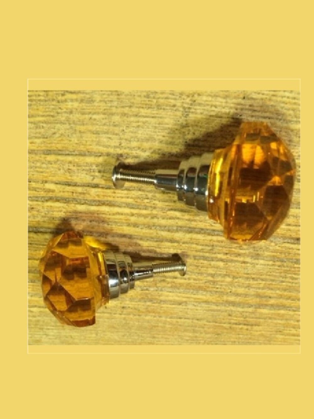 Set of Two (2) Large Amber Solid Crystal Drawer Knob Cabinet Pull Two (2) HO14A